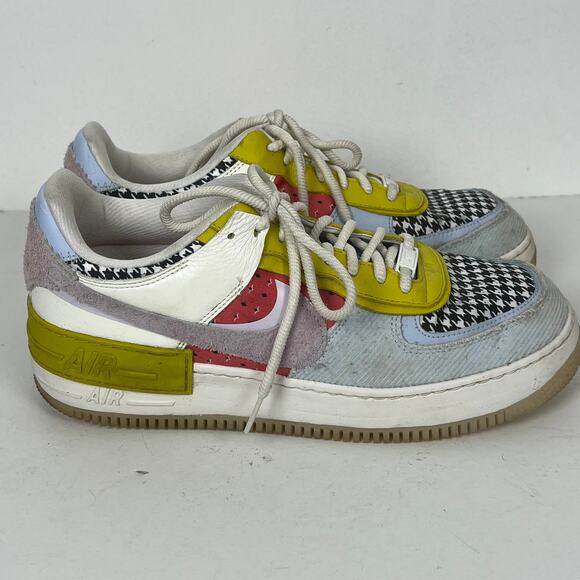 Nike Air Force 1 Sneakers Shadow Patchwork Houndstooth Womens Sz 11.5 DM8076-100 - Picture 8 of 12